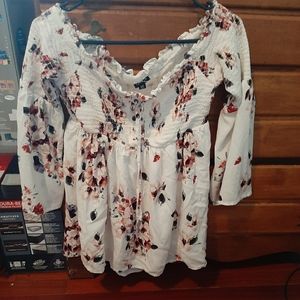 Torrid White Floral Blouse